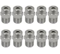 High Pressure Fogging Spray Head，Misting Nozzles， Stainless Steel 65 Degree Fan Spray Pressure Washer Nozzles Pack of 10 Multiple Sizes(1/4(Hole Diameter 5.2mm))