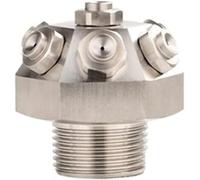 High Pressure Fogging Spray Head，Misting Nozzles， Stainless Steel High Pressure Water Mist Nozzle with Filter 7 Tip Multiple Thread Sizes(3/4 inch)