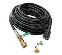 High-Pressure Garden Water Hose Kit - 7m or 10m Flexible Rubber Hose with Adjustable Nozzle & 1/4-Inch Quick-Connect Valve, for For Outdoor Lawn and Courtyard Use(10m)