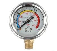 High Pressure Gauge 10MPA Metal 47mm for dial Silver High Pressure(30/60) | Robust metal build, 10MPA max limit, 47mm for dial size, oil-immersed design, fits plunger pumps