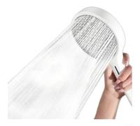 High Pressure Handheld Shower Head, 137 mm Wide Panel, 4-Spray Mode Chrome-Plated ABS Showerhead with Air Pressure Boost for Full-Body Coverage and Easy Push-Button Control(White)