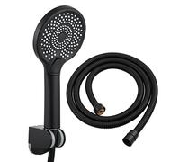 High Pressure Handheld Shower Head 3 Spray Modes ABS High Flow Shower with 59" Hose & Bracket Adjustable Bathroom Showerhead in White & Black Finish