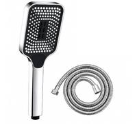 High Pressure Handheld Shower Head, Square Silver with 1.5M Hose, 3 Modes