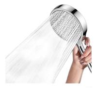 High Pressure Handheld Shower Head with 4 Spray Modes, 137mm Large Panel, Air Boost Technology, ABS - Compatible with Stan(Bright Silver)