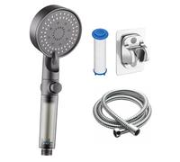 High Pressure Handheld Shower Head with 5 Modes Detachable Filtered Showerhead One Key Water Stop 1.5m 59in Hose Grey Enjoy Spa Like Experience at Home