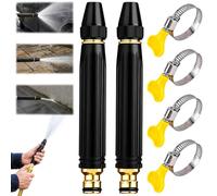 High Pressure Hose Nozzle, 6 PCS High Pressure Water Cannon set with 2 Spray Guns and 4 Pipe Clips, Home Use 10x Powerful Water Gun, Adjustable Jet Mist Shower Spray Modes, Jet Wash Gun for Garden Car