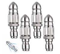 High Pressure Hose Nozzle, Pressure Washer Accessories, High Pressure Hose Attachment, Washer Jet Cleaning Tool for Drain Blockages and Pipe Maintenance, 4-Piece Quick Connect Set with 6x2 Design