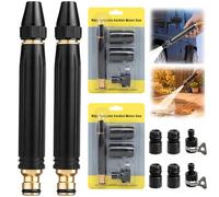 High Pressure Hose Nozzle, Water Pressure - 10X Powerful Car Wash with Turbo Nozzle, Adjustable Spray Modes, Leak-Proof Design, for Car, Patio, Garden, Plant, Pet (2Pc)