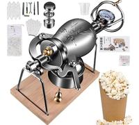 High Pressure Puffed Rice Maker, Traditional Retro Stainless Steel Popcorn Cannon, Hand Crank Hot Air Popcorn Maker, Small Stovetop Popcorn Machine(360ml)