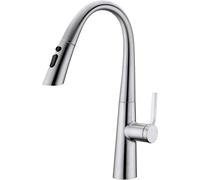 High Pressure Pull Down Kitchen Faucet with 3 Function Sprayer Single Hole Sink Tap Brushed Nickel Finish Modern Design for Easy Cleaning and Versatility