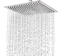 High Pressure Rain Shower Head 12 Inch, 304 Stainless Steel Large Powerful Rainfall Showerhead for Bathroom, Self-Cleaning Overhead Fixed Square Shower Head, Easy to Install,