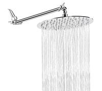 HIGH Pressure Rain Showerhead,Ultra Thin Design-Best Pressure Boosting, Awesome Shower Experience Even at Low Water Flow, High Flow Stainless Steel Rainfall Shower Head (8 inch Round with Arm)