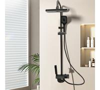 High Pressure Rainfall Shower Head Set with Push Button&Multiple Spray Modes-Bathroom System(Grey)