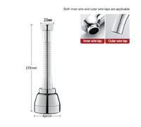 High Pressure Rotating Faucet Extender for Kitchen Sink, 3 Water Modes, Splash-Proof, 360-Degree Swivel Nozzle, Stainless Steel Copper ABS, Easy Install(long)