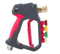 High Pressure Short Washer Power Trigger Spray for Car Cleaning with Brass Valve and Seamless Steel Tube Construction for Performance (Rose red)