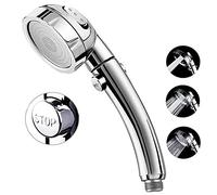 High Pressure Shower Head, 3-Settings Handheld Showerhead with ON/Off Full Shutoff Push Button and Switch to Control Flow, Angle-Adjustable Water Saving Body Sprays(Chrome)