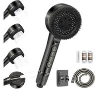 High Pressure Shower Head, 4 Spray Modes Shower Heads with 1.5M Shower Hose, Hard Water Filter Showerhead with ON/Off Switch, Handheld Massage Powerful Shower Head for Chlorine Remove, Black