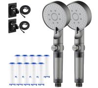 High Pressure Shower Head 5 Function Filtration Spray Nozzle Adjustable Water Control Switch Multi Mode Showerhead for Powerful Water Flow (Gray)