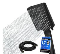 High Pressure Shower Head and Hose Set, Shower Head with 6 Mode | Rainfall Large Shower heads, Universal Shower Head for Bathroom, Handheld Shower Head with Hose 1.5M, Black