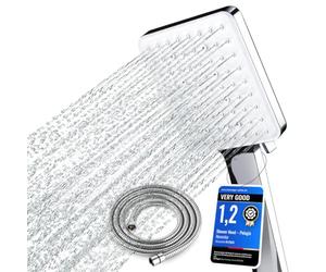 High Pressure Shower Head and Hose Set, Shower Head with 6 Mode | Rainfall Large Shower heads, Universal Shower Head for Bathroom, Handheld Shower Head with Hose 1.5M, Silver