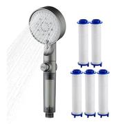 High Pressure Shower Head, Filter Sprayer, 5 Spray Modes, Adjustable Silicone Nozzles, Powerful Water Stream, for Home Gym Dorm Apartment Outdoor Rv Use, 10.63x3.54 Inches