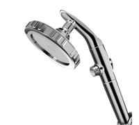 High Pressure Shower Head Filtered Water Saving Showerhead Big Panel One Key Stop Filter Bathroom Accessories for Adults(Silver)