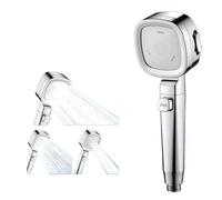 High Pressure Shower Head Water Saving 3 Modes Heads Adjustable One-Key Stop Massage Sprayer Bathroom Accessories(Silver)