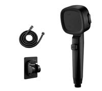 High Pressure Shower Head Water Saving 3 Modes Heads Adjustable One-Key Stop Massage Sprayer Bathroom Accessories(Black 3pcs Set)