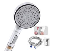 High Pressure Shower Head with 2M Hose & Adhesive Bracket - 120mm Handheld Shower, 5 Spray Modes, 4-Layer Ionic Filtration, Universal G1/2" Water Saving Showerhead with Pause for Hard Water