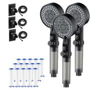 High Pressure Shower Head with 5 Spray Modes Multifunctional Filtered Handheld Showerhead Adjustable Water Control Switch Black Hydroboost