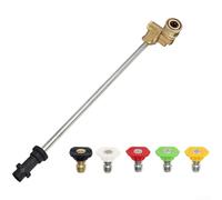 High Pressure Wash Extension Wand With Five Adjustable Nozzles For Karcher K2 K3 Pivoting Coupler Stainless Steel Cleaning Tool For Car Driveway And Window Long Lasting Spray Lance Kit(B)