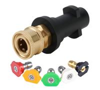 High Pressure Washer Adapter Compatible with Karcher K2, K3, K4, K5, K6, K7, 1/4" Hose Quick Connect Female Fitting Includes 5 Multi-Degree Nozzles, Weatherproof, Anti-Aging, 4000 PSI