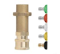 High Pressure Washer Adapter for Karcher Connector - Solid Brass Quick Release 1/4 Inch Female Socket with 5 Spray Tips for Patio Car Driveway Wash