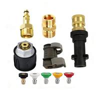 High Pressure Washer Adapter Hose Quick Fitting M22 14mm, 1/4'' Quick Connect Socket Adapter for KC-Serie K2 K3 K4 K5 K6 K7, 5 Power Nozzle Tips Multiple Spray Angles, Washer Gun Pipe Convert Tool
