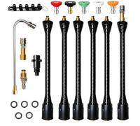 High Pressure Washer Extension Wand, 4000PSI Gutter Cleaning Tools with Karcher Adapter Extension Lance Compatible for Karcher K Series K2 K3 K4, 1/4 Inch Quick Connect with 6 Nozzle Tips