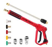 High Pressure Washer Gun, 3 in 1 Pressure Washer Lance with Extension Wand and 5 Nozzle Tips, 4000 PSI M22 Fittings Quick Connector Jet Wash Gun for Cleaning Cars, Walls and Windows