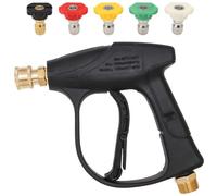 High Pressure Washer Gun, 4350 PSI, 1/4 inch, Short Nozzle Jet Wash, 5 Water Nozzles, M22-14 Hose Connector, Compatible with Karcher, for Car Washing and Patio Cleaning (M22-14mm)