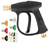 High Pressure Washer Gun 4350PSI Max, Short Nozzle Jet Wash Gun with M22 14MM Hose Interface and Adaptor Compatible with 1/4 inch Quick-Connect Nozzles for Car Washing and Patio Cleaning