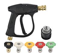High Pressure Washer Gun 4350PSI with 5 Water Nozzle Tip, High Pressure Washer Gun for Karcher Cleaner Wash Cleaner Gun Cleaning Car Wash Water Gun M22-14 Hose Connector & 1/4" Karcher Quick Connector