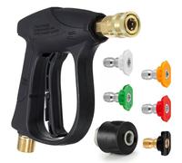 High Pressure Washer Gun, Short Jet Wash Gun with M22 14MM Hose Interface and Adaptor Compatible with Karcher 1/4 inch Quick-Connect Nozzles for Car Washing and Patio Cleaning + 5 Water Nozzle Tip