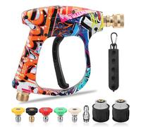 High Pressure Washer Gun with 5 Spray Nozzles, Short Jet Wash Gun 4000PSI Colorful Power Cleaner Gun Kit with M22 14MM Fitting Hose Connector & 1/4'' Quick Release Connector for Karcher