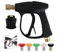 High Pressure Washer Gun, with M22 14MM Hose Interface and Adaptor Compatible with Karcher 1/4 inch Quick-Connect Nozzles + 5 Water Nozzle Tip for Car and Patio