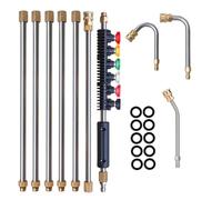 High Pressure washerExtension Wand - Gutter Cleaning Pole, Telescoping Wand Set | 4000PSI Power washerRod with 6 Nozzle Tips, 1/4" Quick Connect for Roofs, Eaves, and Outdoor Surfaces