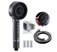 High Pressure Water Saving Shower Head Filter, 3+1 Spray Jet Modes, Water Pause Switch, Universal Hose Holder Set and 3Pcs Filter