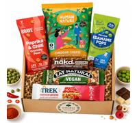 High Protein Vegan Snack Box - 6 Assorted Protein Snacks - Eat Natural Bars, Trek Protein Flapjack, Lentil Chips, Brave Chickpeas & Edamame | Gym Protein Gift Set | Healthy Protein Hampers for Him