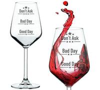 High-Q Good Day, Bad Day, Don’t Ask Wine Glass, Fun Novelty Bar Gift for Wine Lovers, Perfect Glasses for Red White Or Rose Wine