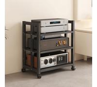 High-Quali HiFi o Rack - 3/4 Tier Heavy-Du AV Stand with Adjustable Shelves Ste Equint Holder for Home Theater Office Studio (Black 120x40x90cm)