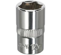High-Quality 12mm Forged Steel Drive Socket - 3/8" Square Drive With Polished Chrome Finish