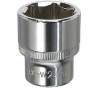 Loops 24mm Forged Steel Drive Socket - 1/2" Square Drive - Polished Chrome Vanadium in Metallics Loops Metallics