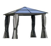 High-Quality 3x3m PC Aluminium Hardtop Gazebo with Curtains & Netting